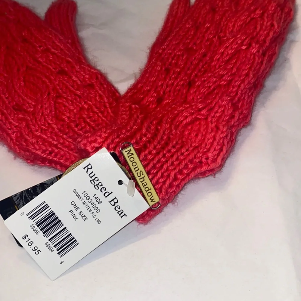 New Pink Knit Moon Shadow Mittens